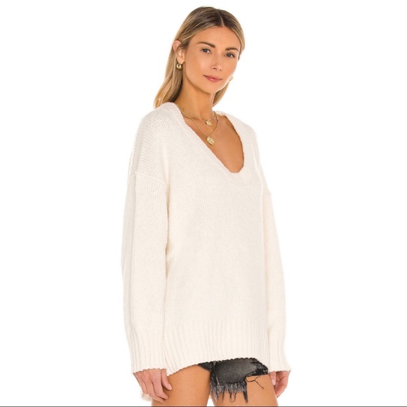 NEW FREE PEOPLE IVORY SCOOP NECK SWEATER - Picture 4 of 8